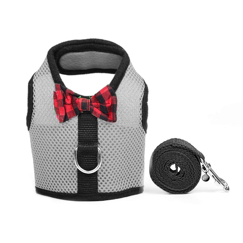 Rypet Small Animal Harness and Leash - Soft Mesh Small Pet Harness with Safe Bell, No Pull Comfort Padded Vest for Small Pet Gray S - Image 2